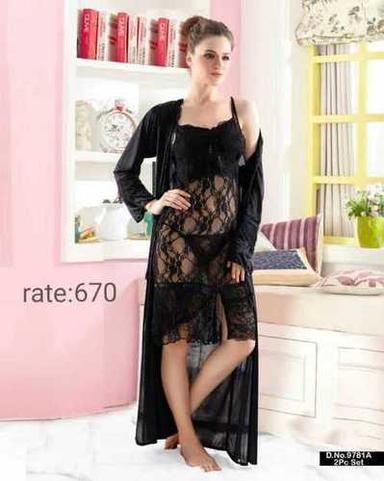 Black Ladies Fancy Net Nightwear