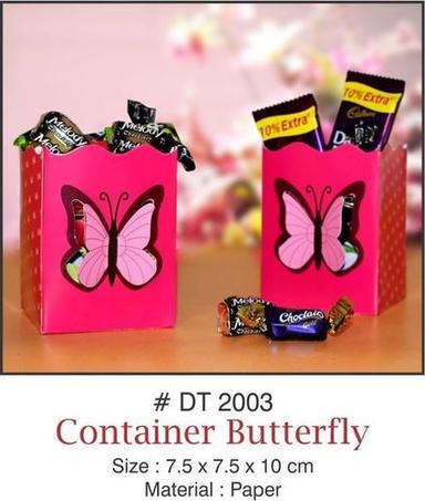 Butterfly Printed Paper Container Size: 7.5X7.5X10 Cm
