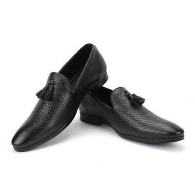 Black Fl- Leather Tassel Loafer Shoes For Men'S