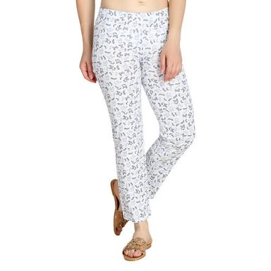 White Women'S Printed Nightwear Cotton Pyjama (Carlo Bossi)