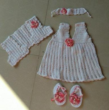 Handmade Crochet Baby Frock Age Group: 3-6 Months