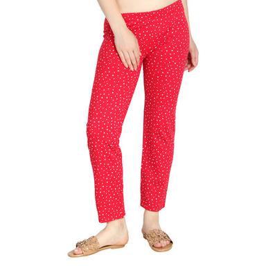 Red Women'S Printed Nightwear Cotton Pajamas