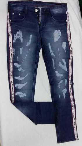 Blue Mens Denim Shredded Jeans