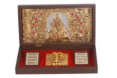 Brown Gold Plated Ganeshji Portable Mandir