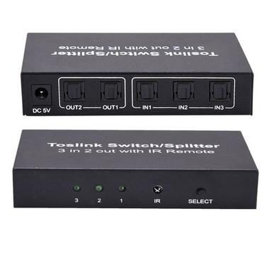 Black Toslink Switch, Splitter 3 In 2 Out With Ir Remote