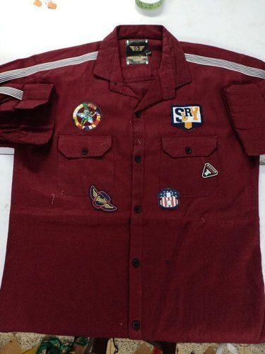 Maroon Boys Cargo Dobby Shirt