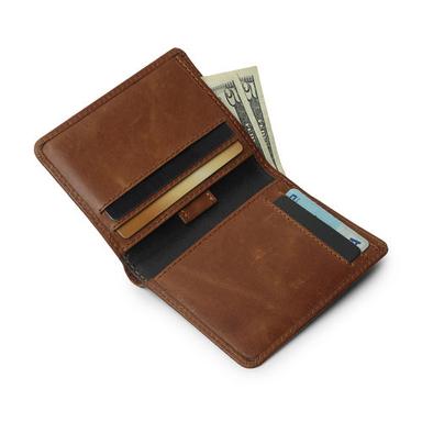 Brown Super Slim Leather Card Slimfold Wallet