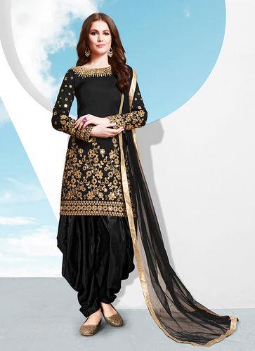 Indian Heavy Real Mirror Work Embroidered Black Patiala Salwar Suit