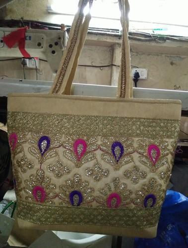 Multicolor Handled Jari Cloth Pooja Bags
