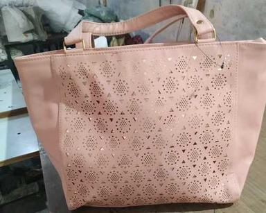 Ladies Peach Leather Handbag  Design: Latest