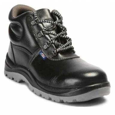 Black Leather High Ankle Safety Shoes 