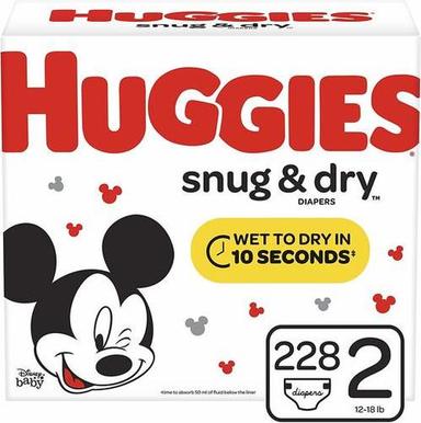 Huggies Snug And Dry Diapers, Size 2 (12-18 Lb.) 228 Ct Use: Baby Wear
