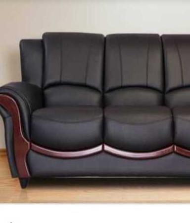 Black Living Room Leather Sofa Set 