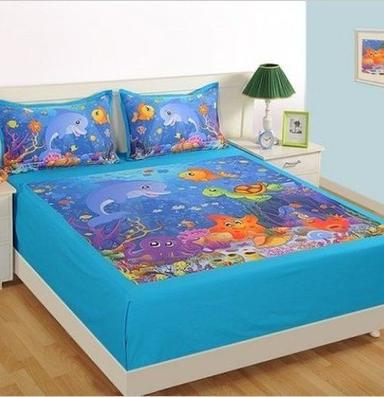 Blue Kids Double Bed Printed Sheet