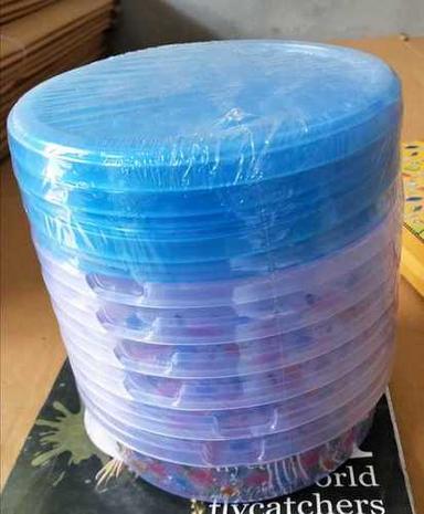  नीला प्लास्टिक गोल पापड़ बॉक्स 