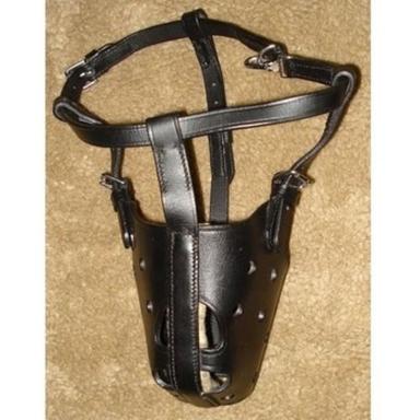 Black Adjustable Leather Dog Muzzle