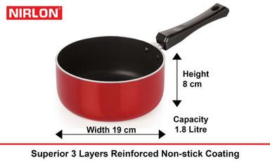 Nirlon Non-Stick Aluminium Deep Milk Pan / Sauce Pan Big Interior Coating: 5 Layer Nonstick Spray Coated