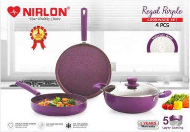Nirlon Regal Purple Cookware Gift Set Interior Coating: 5 Layer Nonstick Spray Coated