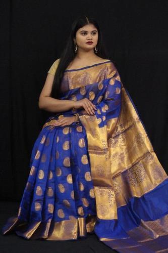 Blue Banarasi Pure Kora Silk Saree