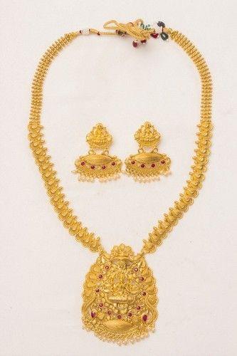 Antique Temple Necklace Set Dangle Earrings