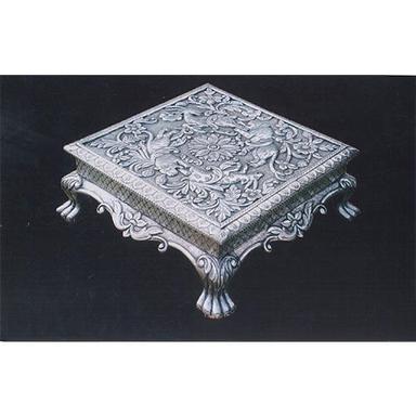 Metal Rectangular Pure Silver Chowki