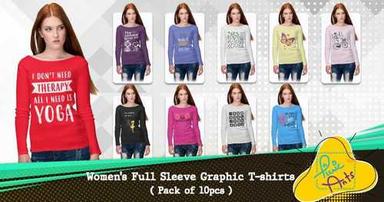 Ladies Full Sleeve Graphic T Shirt Age Group: 5 To 25 Years