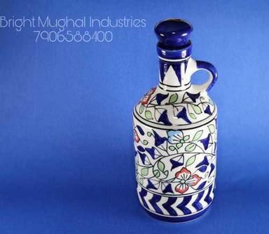 Blue & White Mughal Tradition Ceramic Oil Bottle