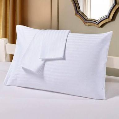 Cotton White Satin Stripe Border Pillow Cover