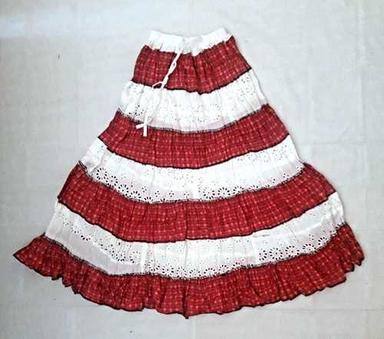 Red And White Women Cotton Designer Skirts