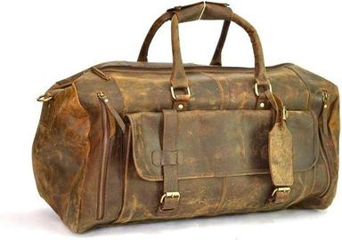 Chestnut Buffalo Leather Travel Duffel Bag