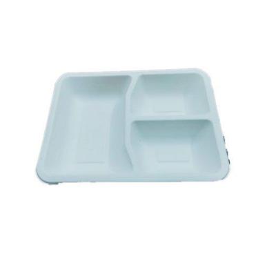 White 3 Compartment Biodegradable Tray