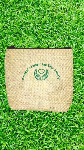 Natural Customized Printed Jute Zipper Bag