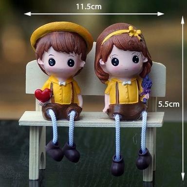 Brown Color Bench Baby Couple Decorative Poly Resin Miniatures