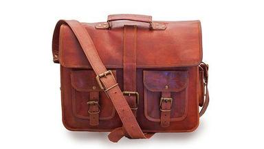 Vintage Handmade Genuine Brown Leather Laptop And Messenger Bag
