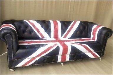 Multicolor Leather American Flag Pattern Five Seater Sofa