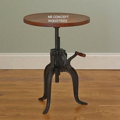 Brown Industrial Crank Base Pub Table