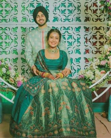 Satin Silk Bridal Wear Neha Kakkar Wedding Lehenga