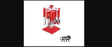 Red 24 Pieces Stainless Steel Kitchen Cutlery Set