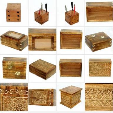 Brown Wooden Handicraft Furniture Box