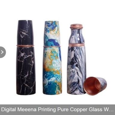 Multicolour Marble Print Copper Bottle Set