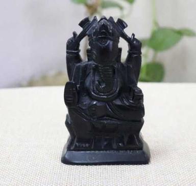 Pure Black Stone Marble Ganesha Idol Size: 5 X 3-Inch/12.5 Cm