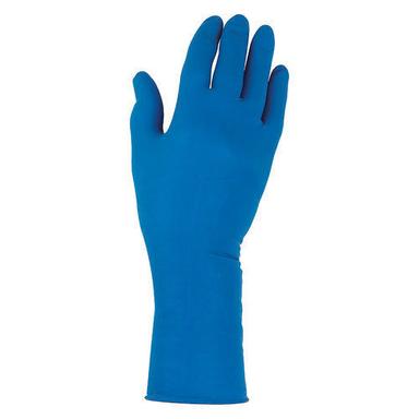 Blue White Full Fingered Rubber Hand Gloves