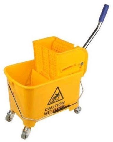 Single Bucket Yellow Portable Plastic Wringer Trolley Application: Commercial
