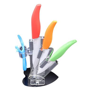 Ilife Ceramic Kitchen Knife Set, 5-Piece Kitchen Cutlery Block Knife Sets With Fruit Peeler & An Acrylic Stand 