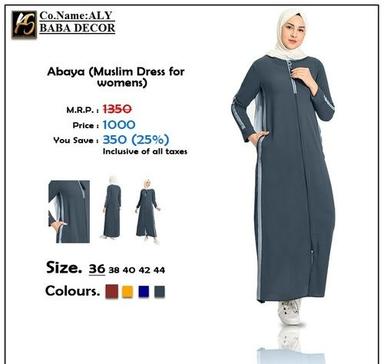 Gray Plain Women Muslim Dress