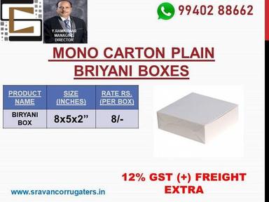 White Mono Carton Unprinted Biryani Box