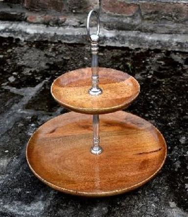 Various Colors Are Available Two And Three Tier Wooden Fruit Stand With Brass Handle