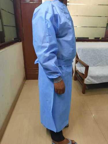 Blue 95 Gsm Ppe Kit Disposable Gown Side View