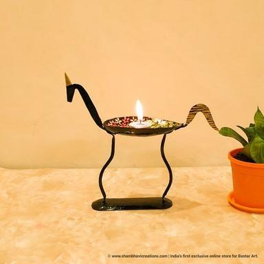 Coated Artful Horse Bastar Art Candle Holder