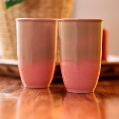 Brown And Peach Plain Stoneware Ceramic Glass